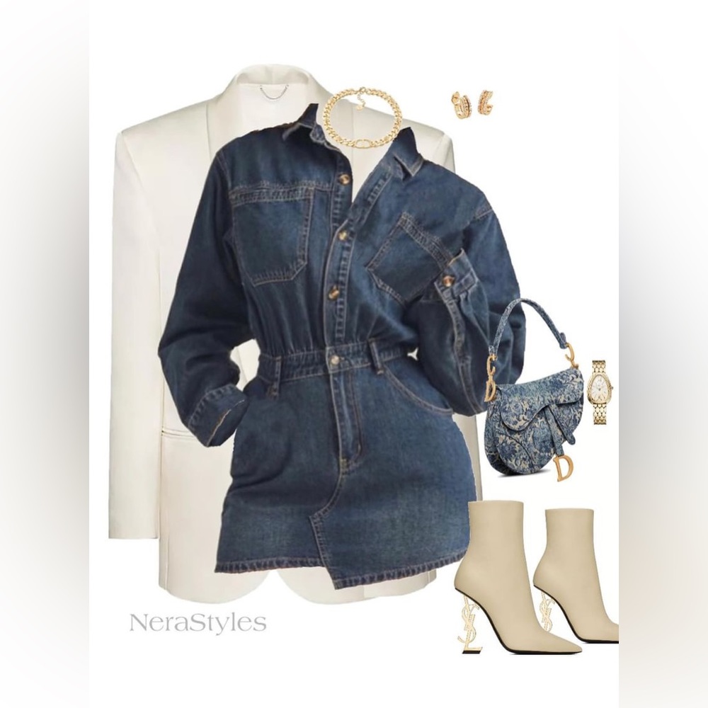 One of a kind denim dress with asymmetrical bottom